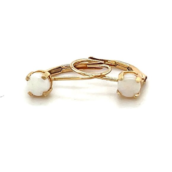 14K Gold Small Round Opal Earrings - Picture 1 of 7